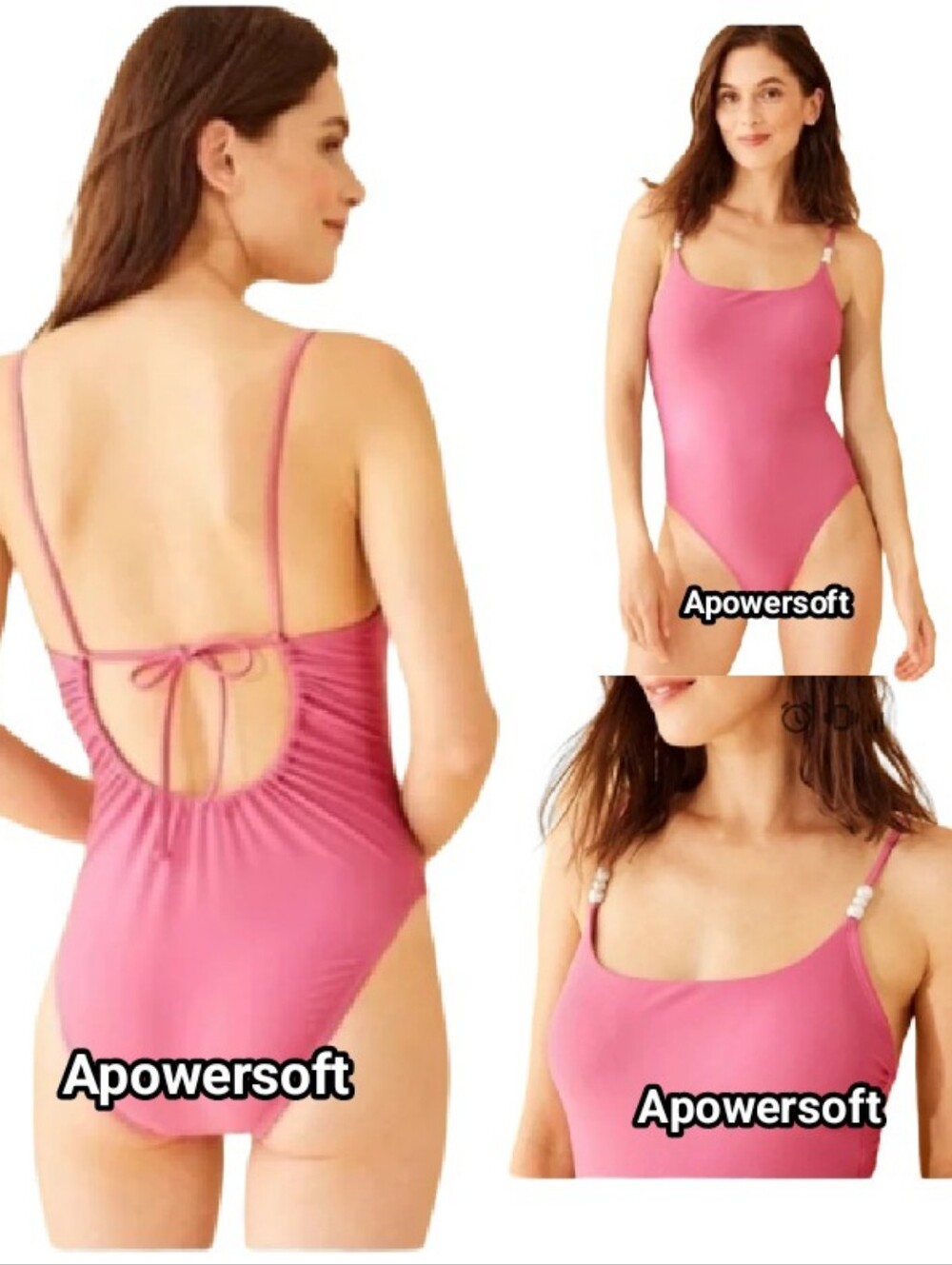 Pink One-Piece Swimsuit with Back Tie